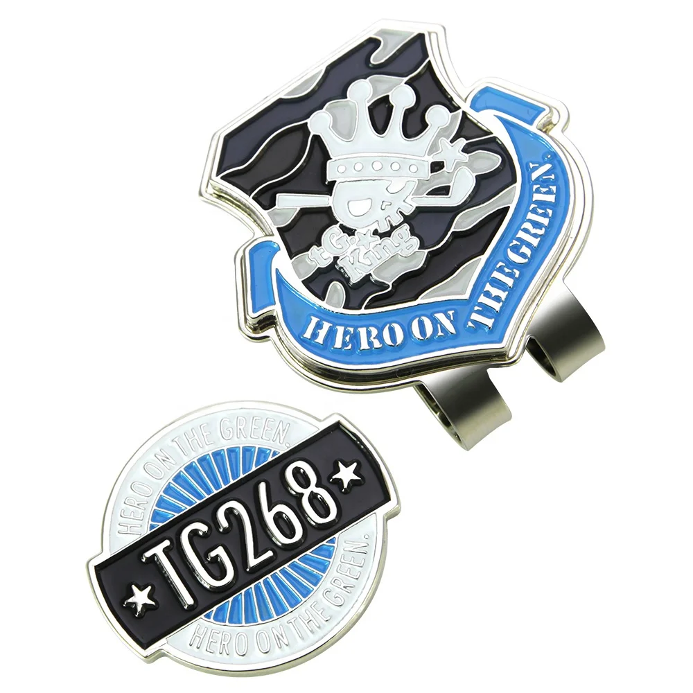 Custom cheap ball marker metal magnetic hat clips/ golf hat clips