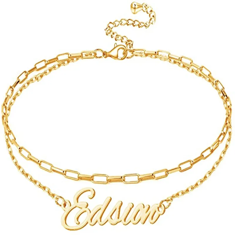 Beach summer foot jewelry Double Layered Personalized name Bracelet Anklet Women Custom Name anklet