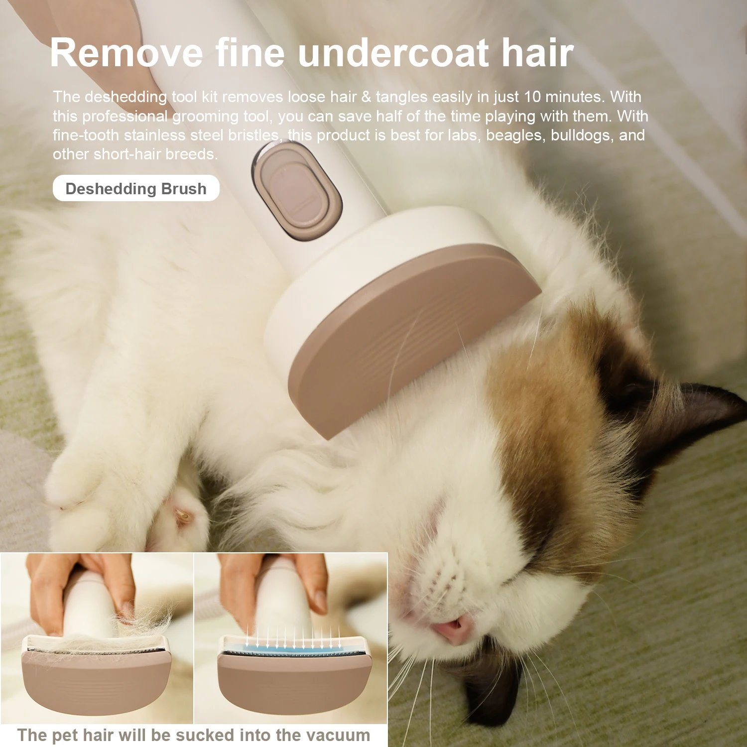 2023 New Release 6 in 1 1.3L 6 Different Nozzles High Suction Power Pet Vacuum Cleaner  Grooming Tools for Dogs Cats