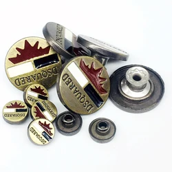 Custom Brand Name Logo Iron Jeans Buttons Antique Copper Denim Jeans Metal Brass Rivet Nut Buttons Shank Metal Button Jean