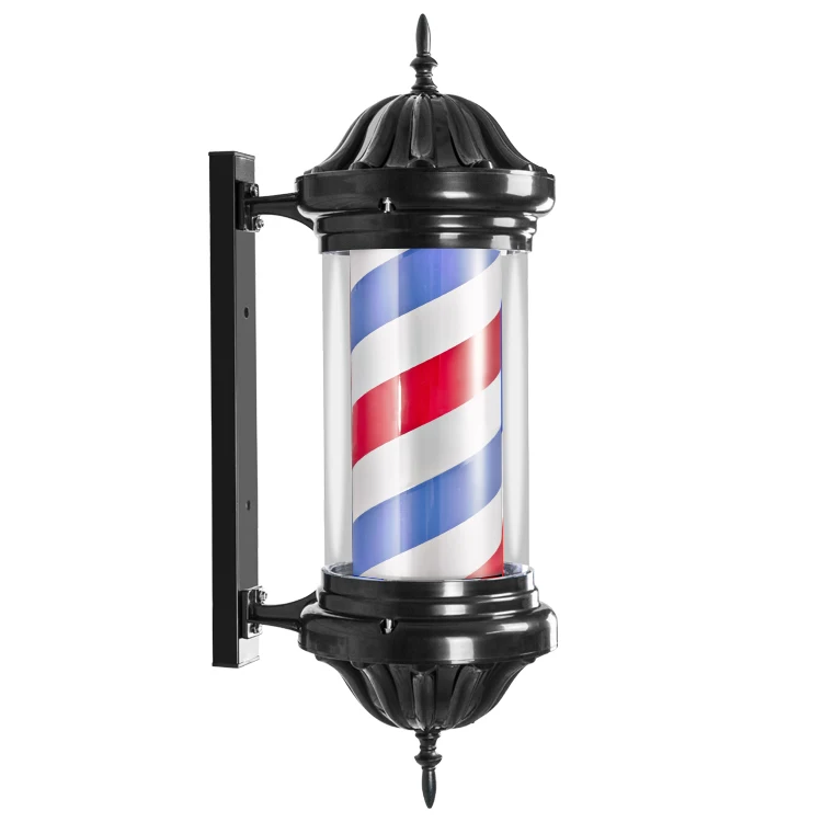 Barber Pole Steeple 70cm Outside Illuminating Rotating Hair Salon Hairdressing Sign Barber Shop Sign Waterproof Barber Pole