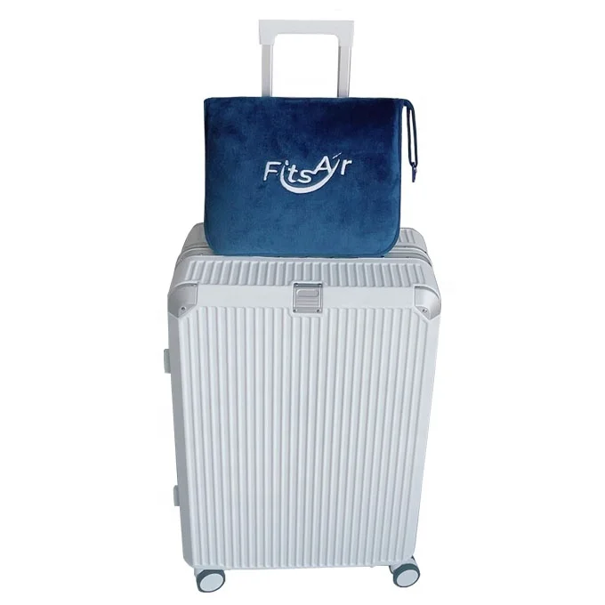 Super soft 2 in 1 lightweight compact custom embroidery logo pillow airline travel blanket