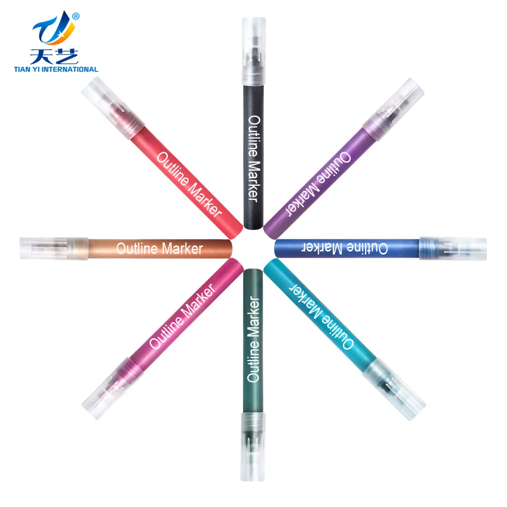 
Double Line Pen Fluorescent Glitter Marker Pen Outline Pen Stationery for Card Making, Birthday Greeting, Scrap Booking, 