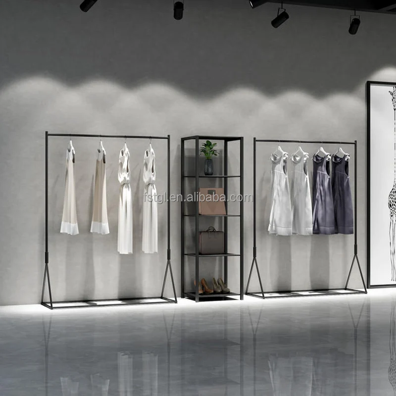 Retail Boutique Store Display Rack Floor-Standing Metal Garment Rack System Model Application Clothing Stand Display Stands