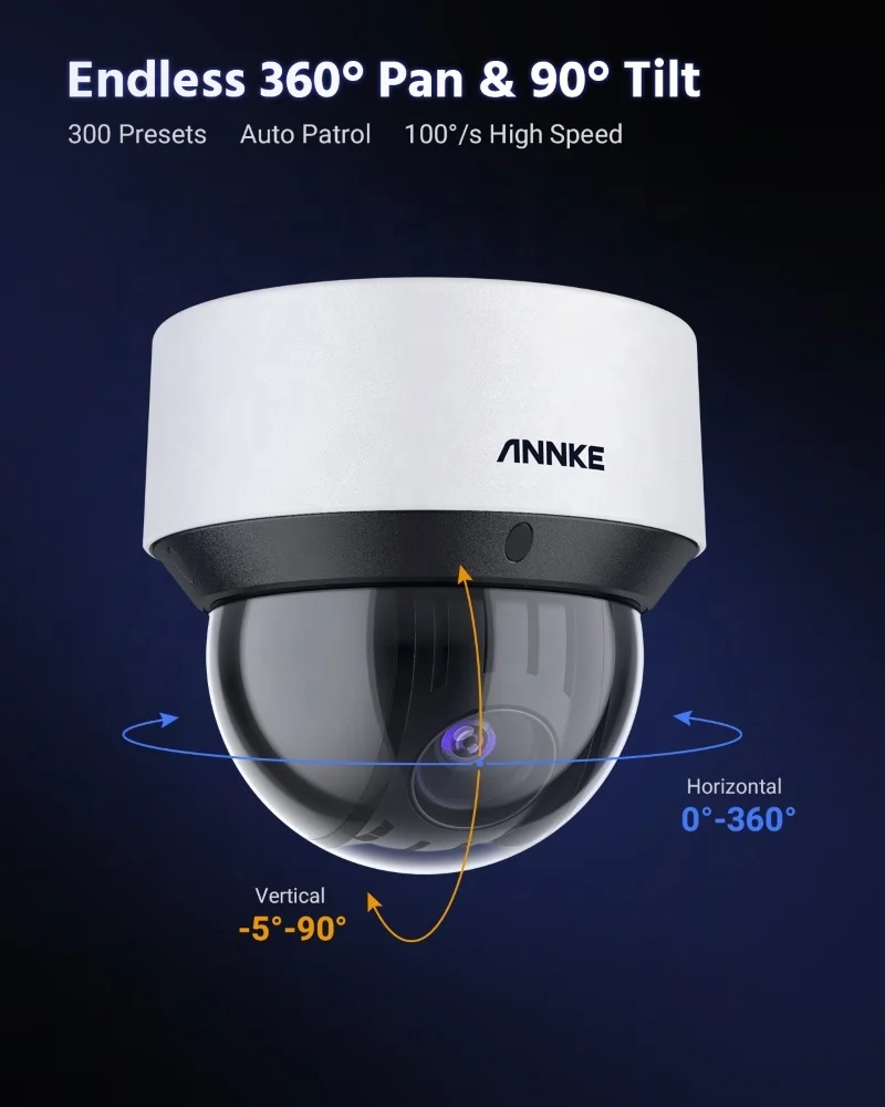 ANNKE High Speed 4MP 25X PTZ Zoom IP Dome Camera Support 2-Way Audio Night Vision Outdoor Waterproof CCTV