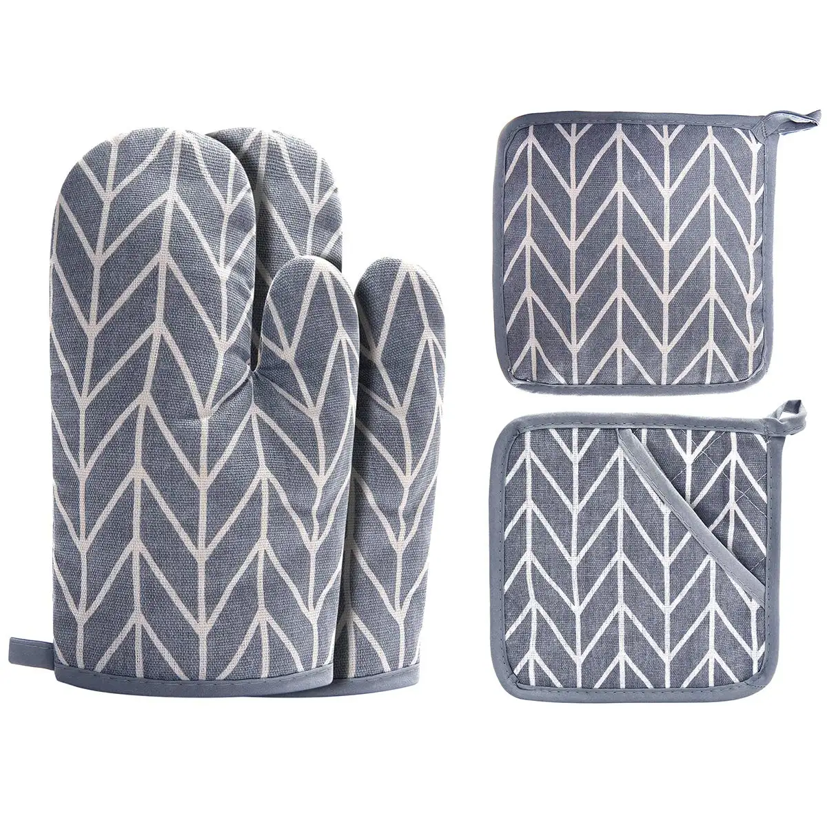 Oven Mitts and Potholders BBQ Gloves-Oven Mitts and Pot Holders with Recycled Infill Silicone Non-Slip Cooking Gloves