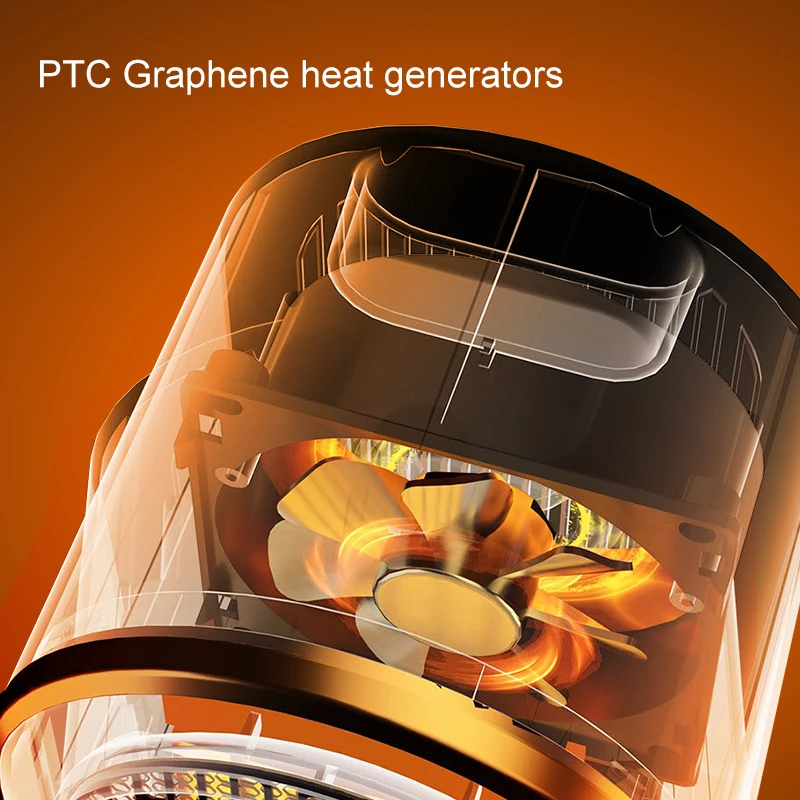 QIATAILI 1200W Portable Mini Space Heaters 110V 120V CE PTC Room Heater Auto Off Electric Fan Heater