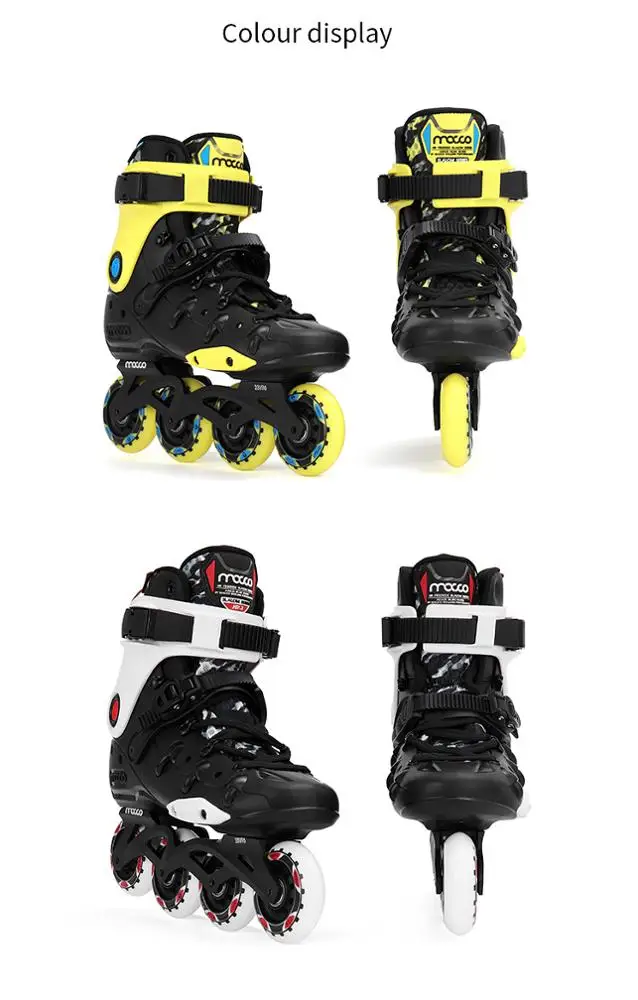 MACCO professional inline skate hard shell senior beginner Youth roller skates HR- Black yellow
