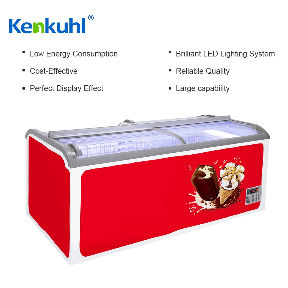 Kenkuhl gelanto ice cream  double glass door display freezer 1000 liter