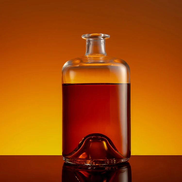 Low price High quality transparent clear square glass bottle for gin whiskey liquor bottle