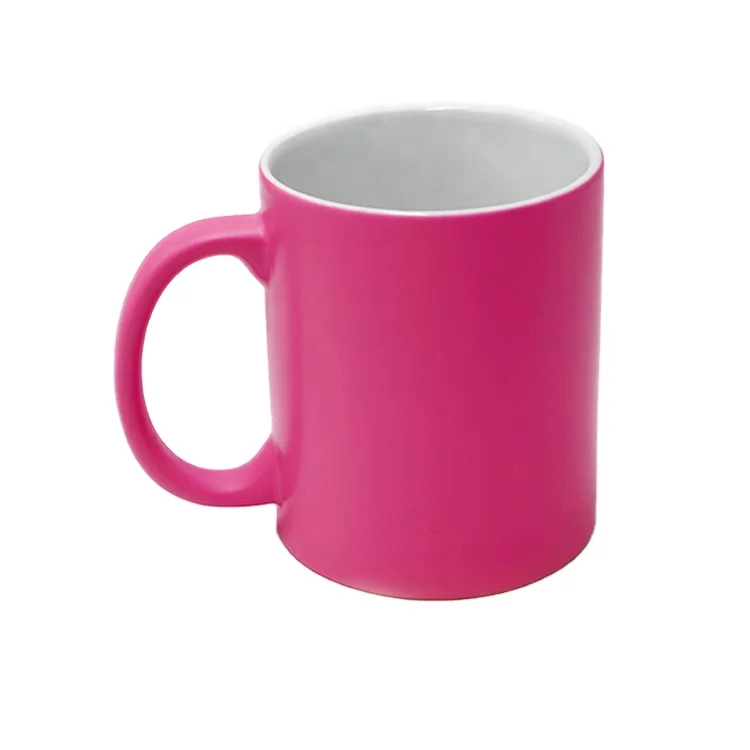 11oz inner white outside pink neon ceramic coffee mug cup