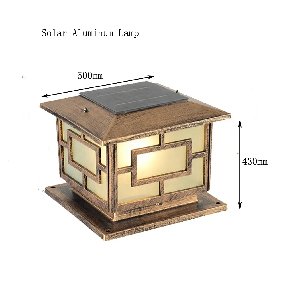 
6w black aluminum body material Fence post lights gate home waterproof solar pillar lamp 