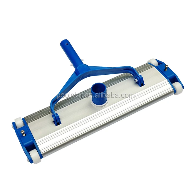 14-Inch Aluminium Body Pool Cleaner Filter Vacuum Head with 4 Wheels and Plastic Handle