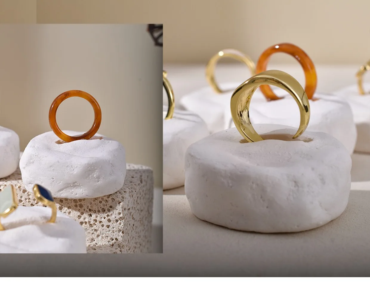 Handmade creative ring support ring jewelry display rack white plaster ring placement storage rack