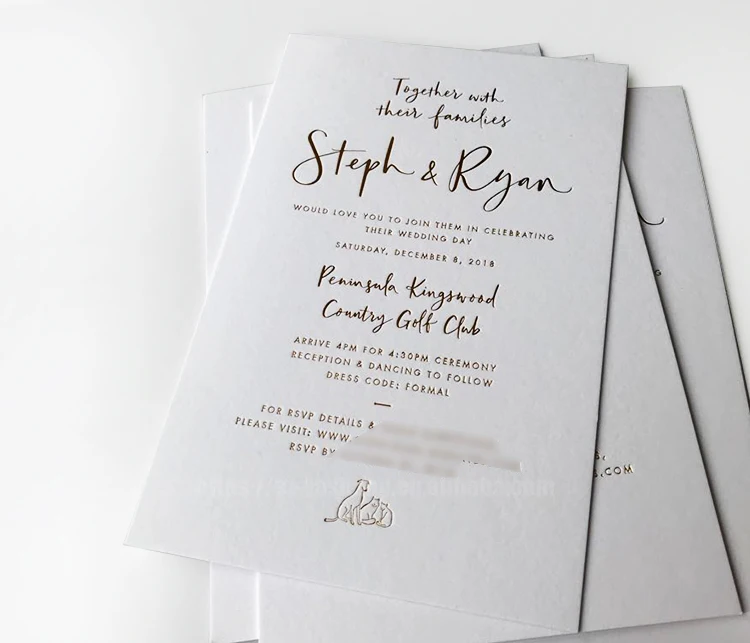 4*6 600gsm plain wedding invitations card gold foil wedding greeting cards messages