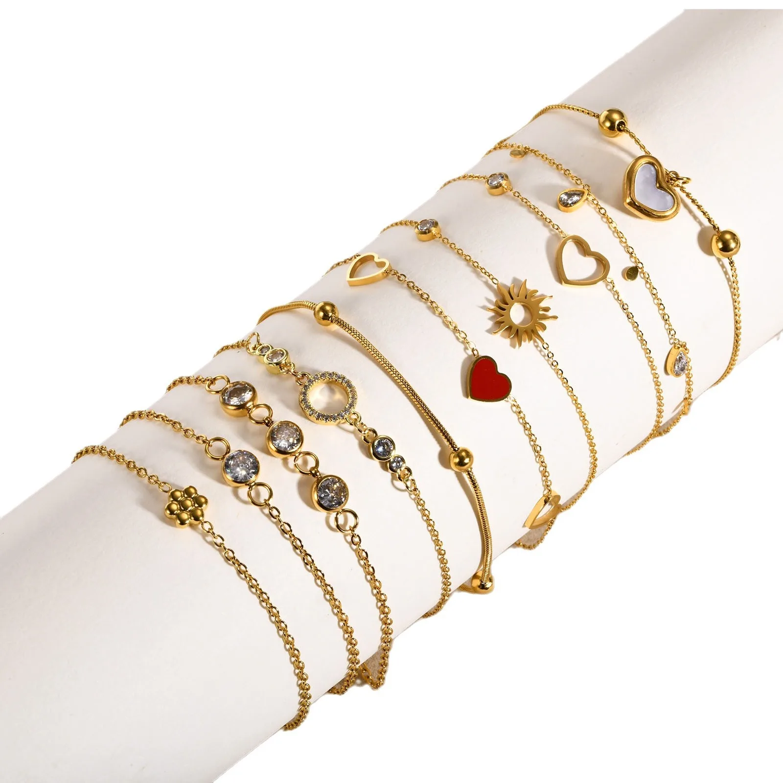BR920 Wholesale Summer High Quality Beach Waterproof Stainless Steel Double Layer Flower Butterfly Tassel Pendant bRACELETS