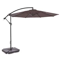 Factory Hanging Cantilever Market Patio Umbrella Offset Patio 10FT Solar LED Outdoor Umbrella Steel Cross Base