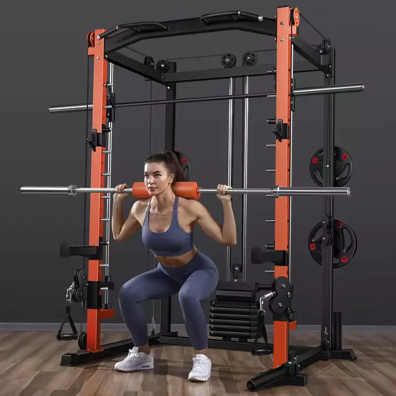 Gym Equipment Commercial Luxury Trainer Power Cage Cable Crossover 4 In 1 Multi Functional Squat Rack Smith Machine