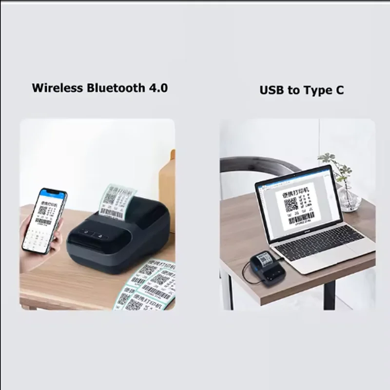 Top Selling  Portable Mini Label Thermal PrinterMini Small Sticker Printer Bluetooth USB Sticker Label Printer