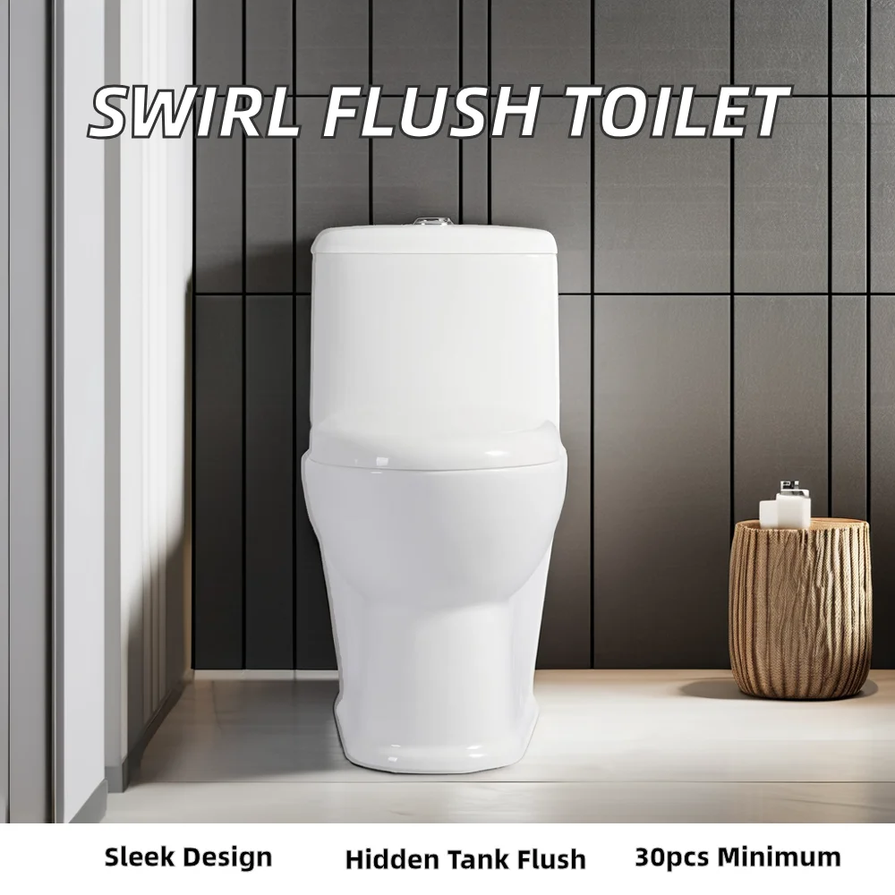 Modern One-Piece Ceramic round Toilet Floor Mounted Closestool with S-Trap Drainage for Bathroom Washdown
