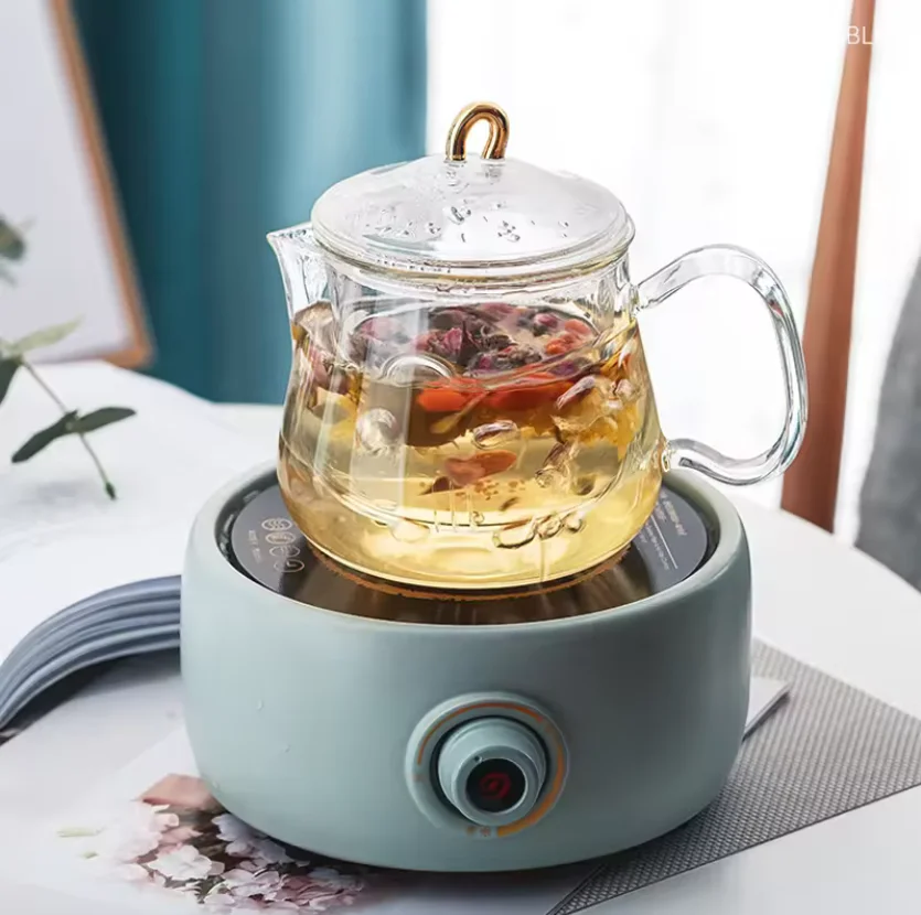Glass filter teapot transparent flower teapot high temperature resistant teapot with infuser borosilicate glass