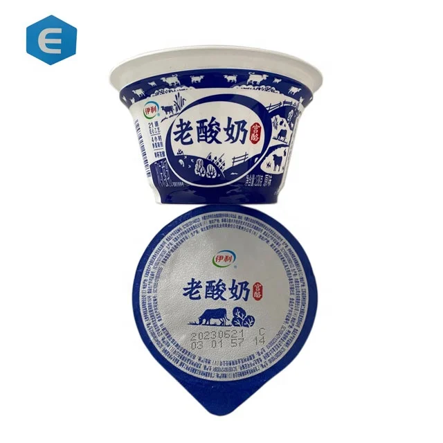 Yogurt cup 95mm pre-die cut embossed heat sealing aluminum foil lid