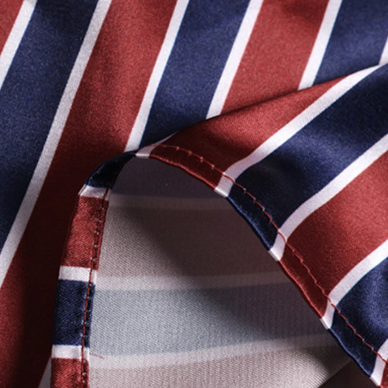 Silk Satin Dress Shirt Men Long Sleeve Printing Lapel Neck Tops Camisa Masculina Office Social Business Shirts Men