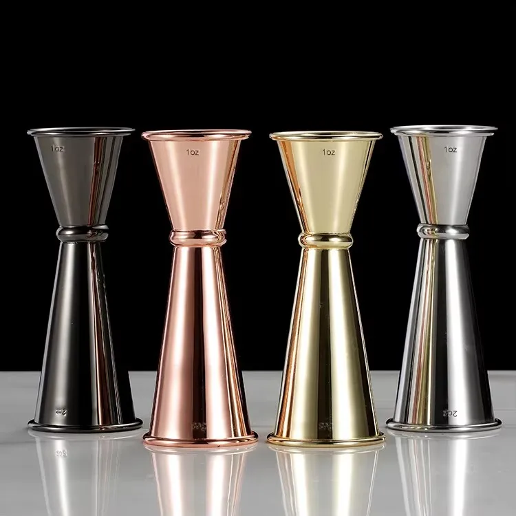 R 304 Stainless Steel Roll-Rim Jigger Measuring Caduated Ounce Cups for Cocktail Bartending Home Party Uup Grse Hotels Bar Tools