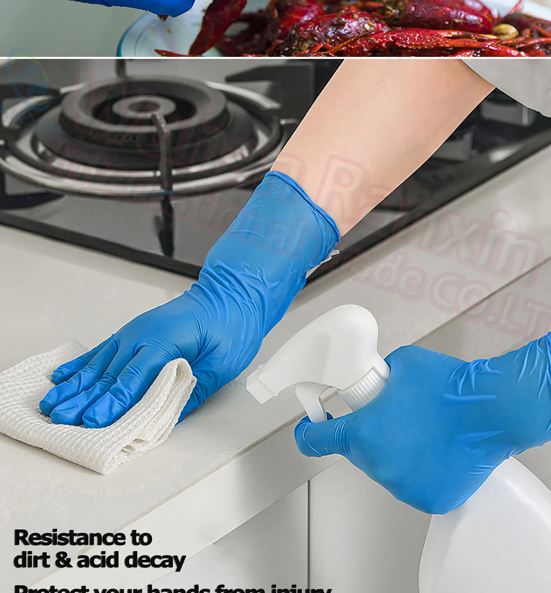 Disposable Blue Nitrile Glove Heavy Duty Work Examination Medical Nitrile Gloves