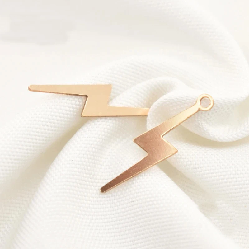 Simple Designed Filigree 14K Gold Filled Lightning Charm Connector 16.5*4mm GF Flash Pendant For DIY Bracelet Necklace Making