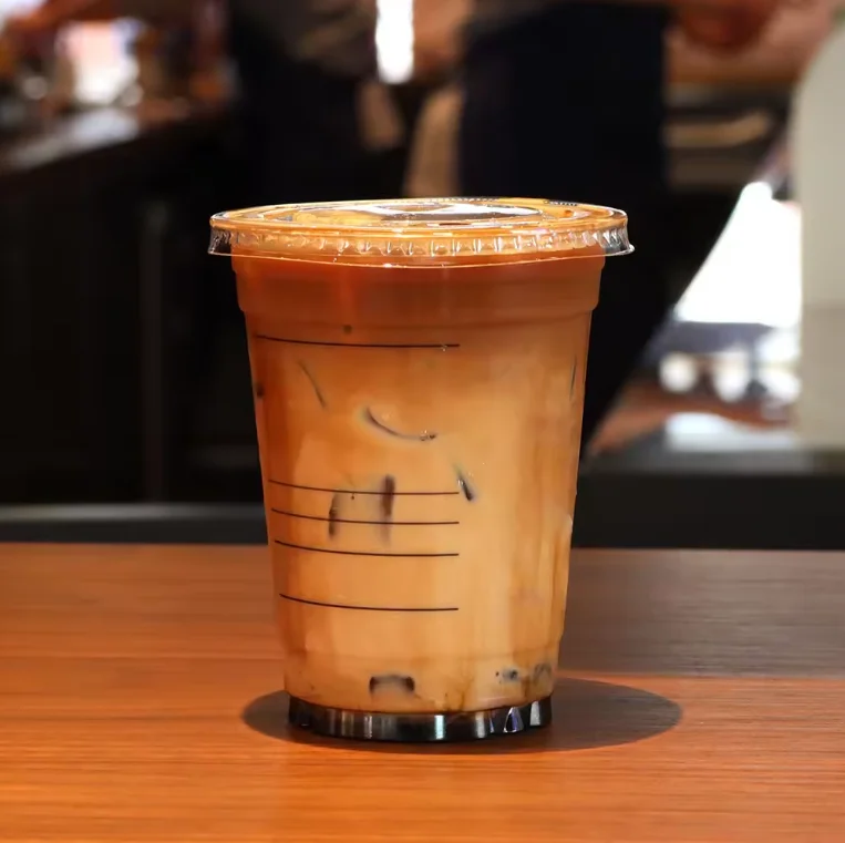 Disposable 380ml transparent plastic cup with dome lids bubble tea PP cup wholesale