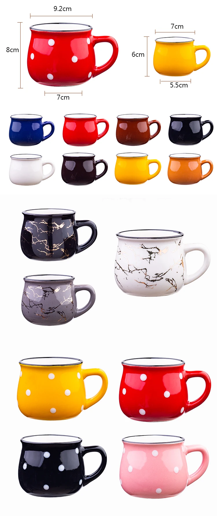 Wholesale Polky Dots printing cup custom coffee mugs ceramic cheap