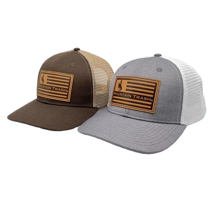 Custom Trucker Mesh Cap With Leather Pather