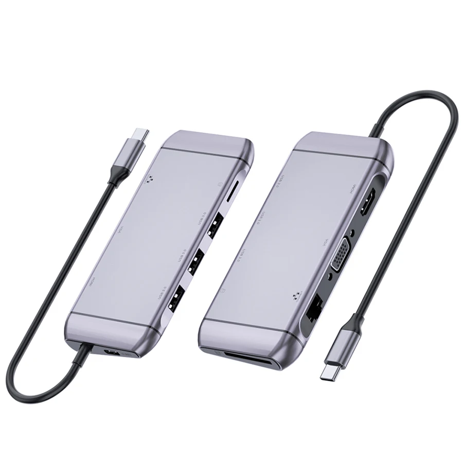 
Soomfon 9 in 1 Type C Docking USB C to Ethernet HDMI VGA USB C Hub Adapter for Macbook 