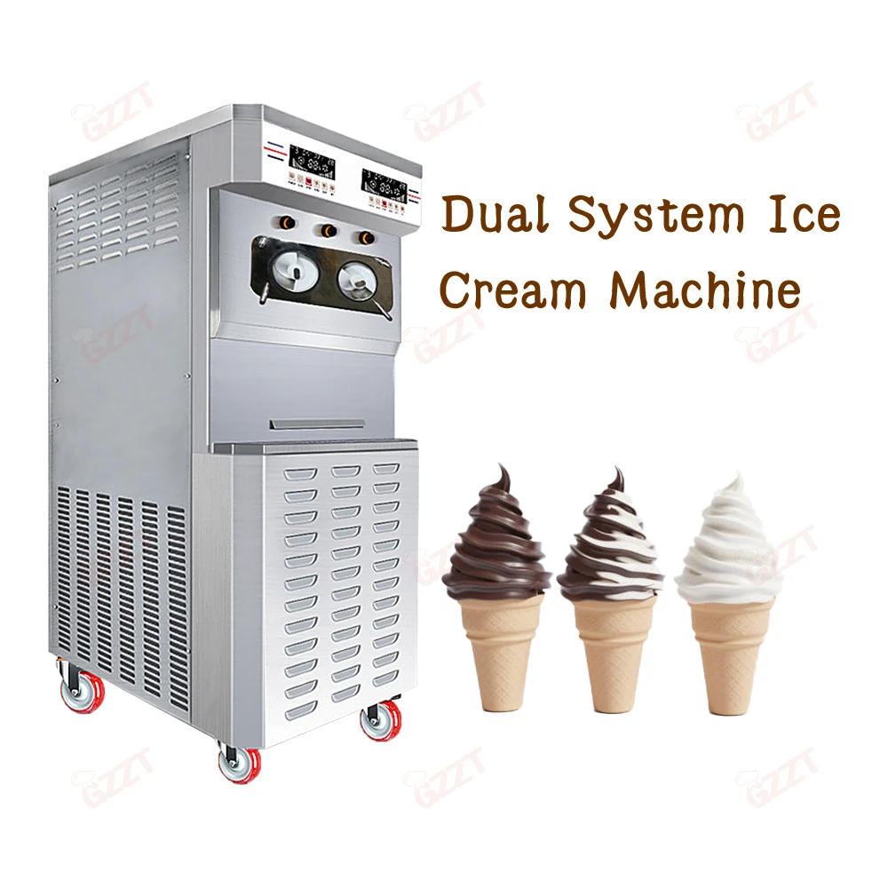 Dual Control System 2 +1 Mixed Flovar 20L Commercial Soft Ice Cream Machine Vertical High End Intelligent Overcurrent Protection