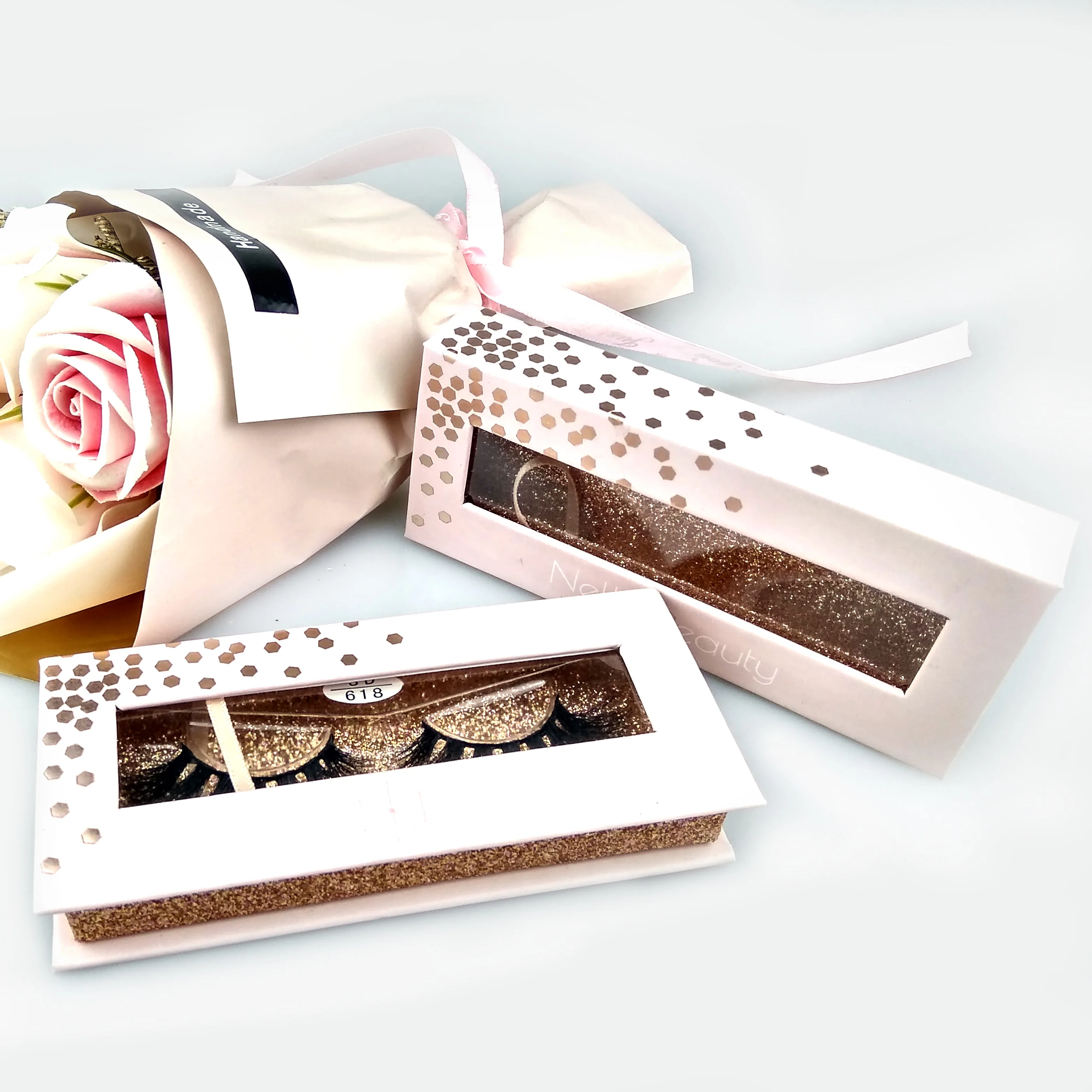 
Private Label Lashes3d Vendors Wholesale Full Strip Eyelash Packaging Box 100% 3D Mink Eyelashes 