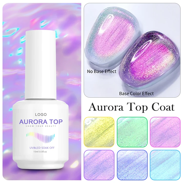 Nail Art Aurora  Top Coat 6 Colors  Top Coat for Your Nail Art
