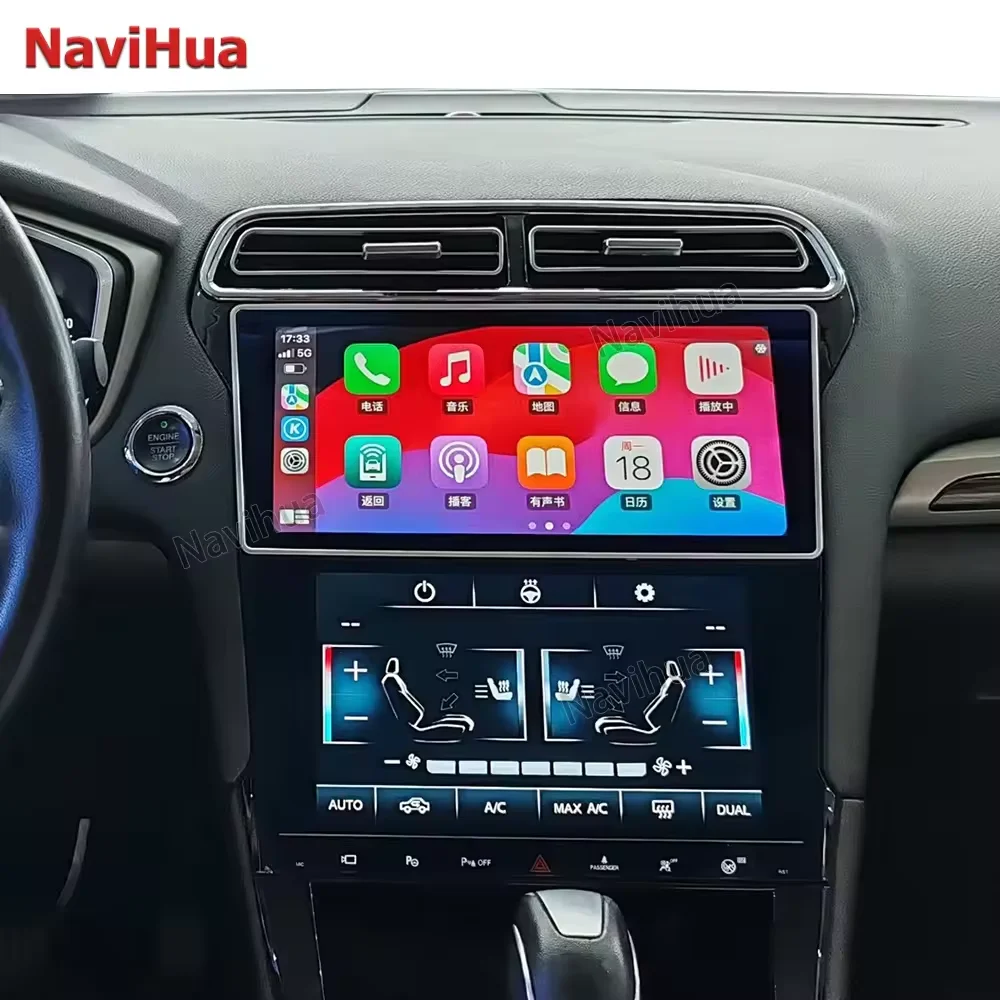 Панель управления NaviHua с двумя экранами Android и AC для Ford Mondeo 2013 2019 приборной панели автомобиля мультимедийный плеер стерео