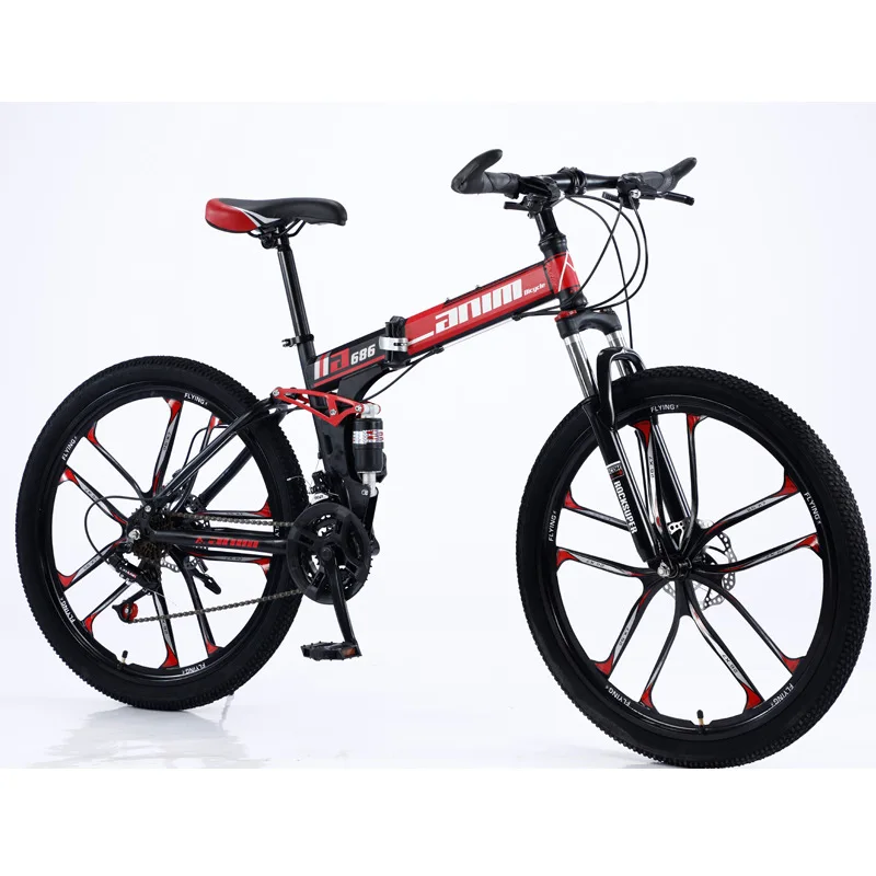 Quickly collapsible Bicycle 24/26 inch Double shock absorption one wheel folding mountain bike
