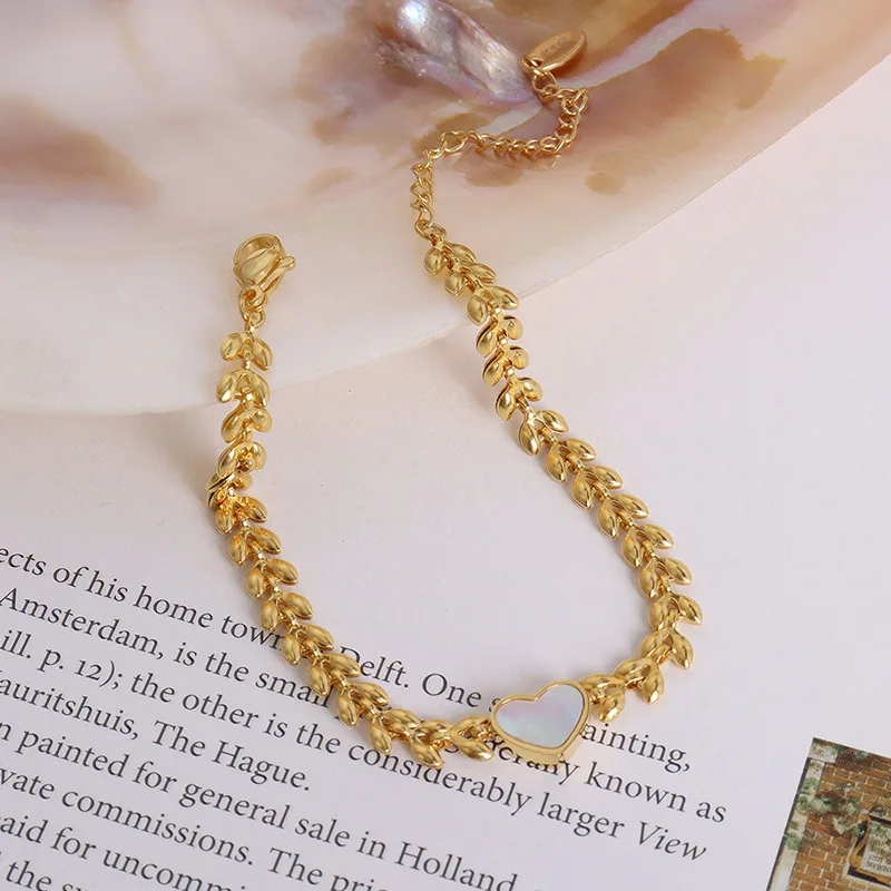 Высокое качество сердце круглый белый корпус bangle18K позолоченные браслеты из нержавеющей стали шипы pulseras y brazalets