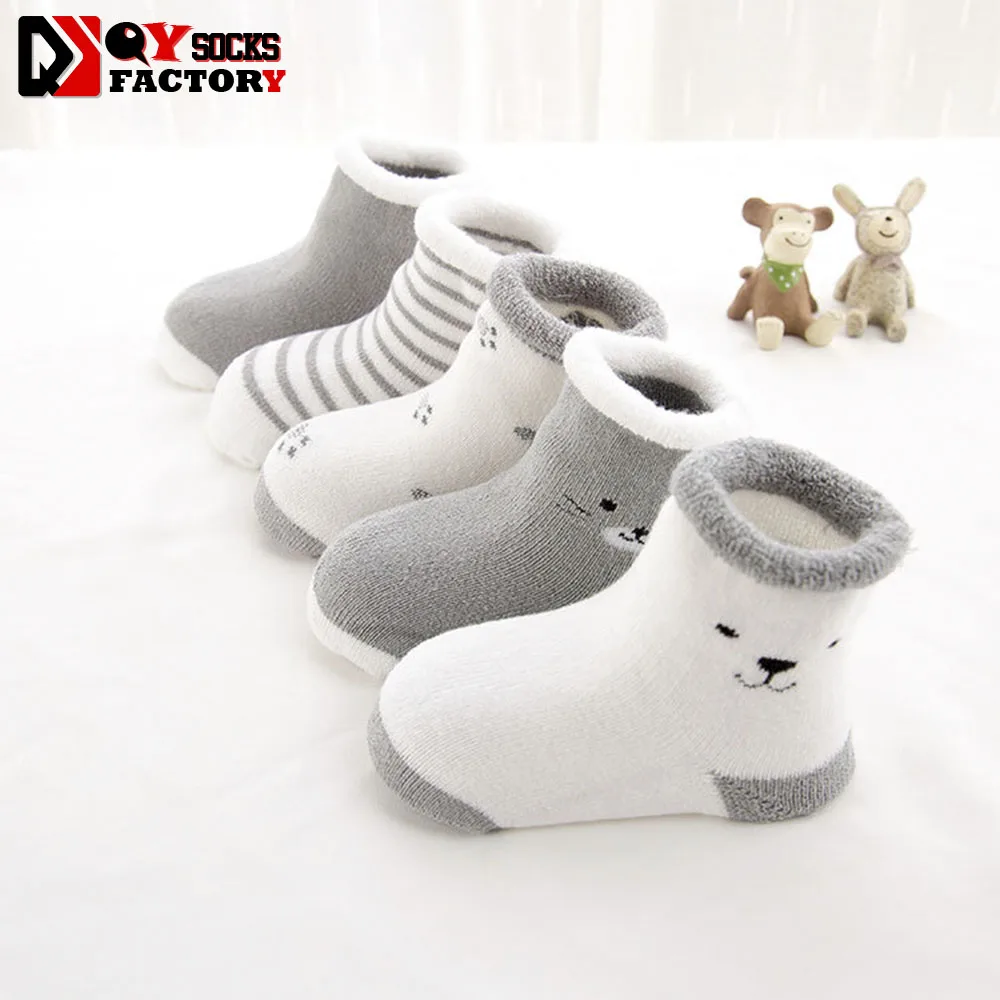 Custom Soft Cotton Kids Cartoon Terry Socks Keep Warm Baby Winter Terry Loop Socks