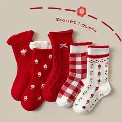 Новорожденные рождественские вязаные детские носки набор новорожденных маленьких девочек носки с оборками
