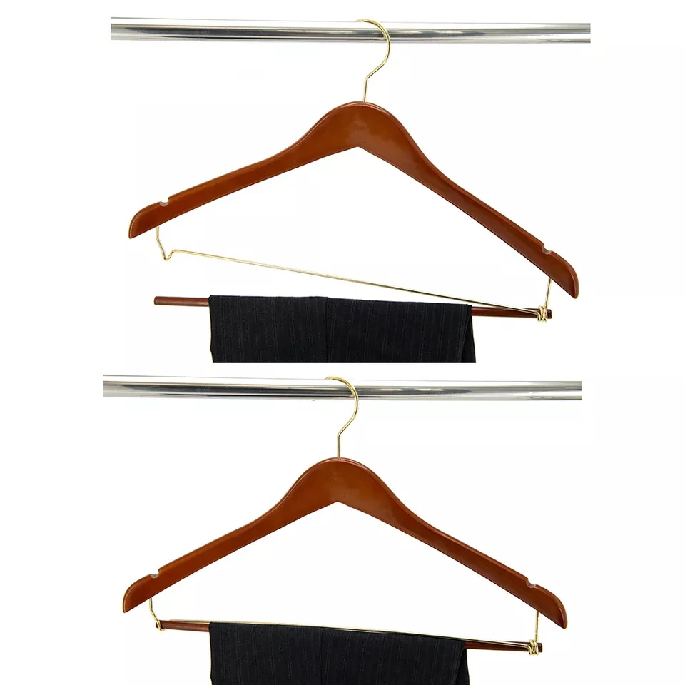 custom logo cloths clothing pants shirt solid wood hangers men suit coat luxury non slip black white wooden hangers for clothes