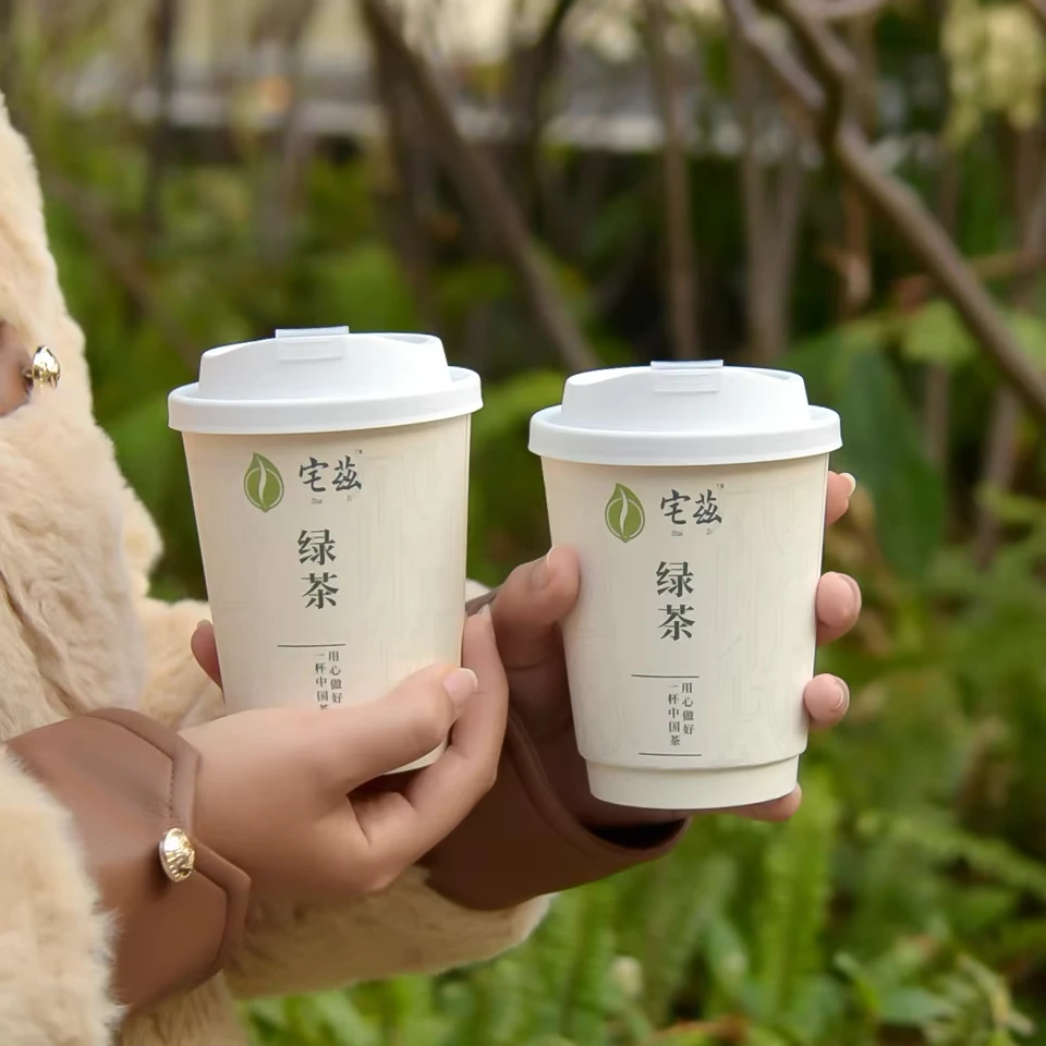 Factory sell 500ml 16OZ double wall paper cup disposable white paper coffee cup Customizable printed logo hot coffee cups