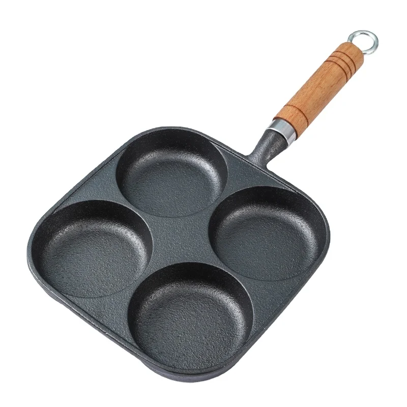 Round ball cast iron Non-stick 4 hole poached Egg Steak frying pan Breakfast Maker
