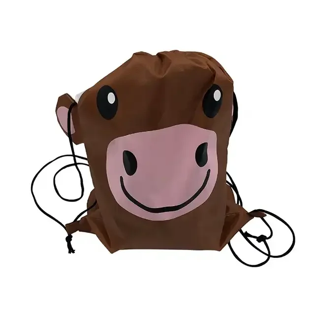 Premium Quality Animal Pattern Drawstring Backpack Ultralight Day-pack With String 420D Polyester Promotional Bags