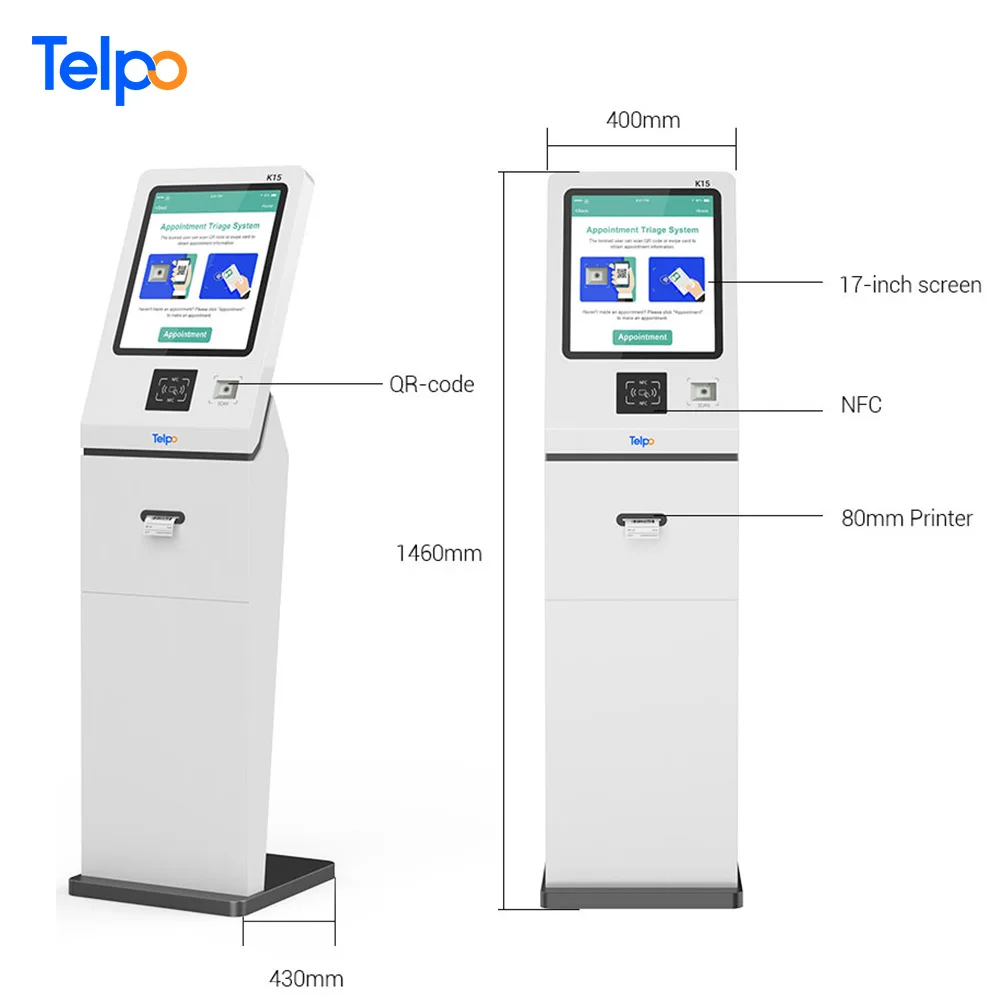 Telpo bank customer appointment queue management system with VIP smart card reader