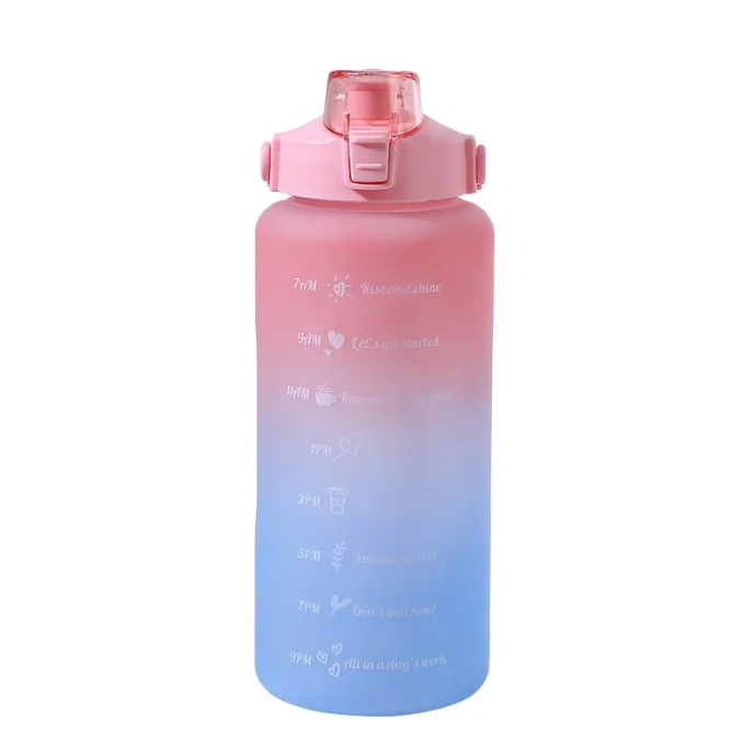 BPA Free  2000ML Plastic Tritan Sports Drinking Water Bottle With Time Marker Motivational Fitness Sports Water Bottle