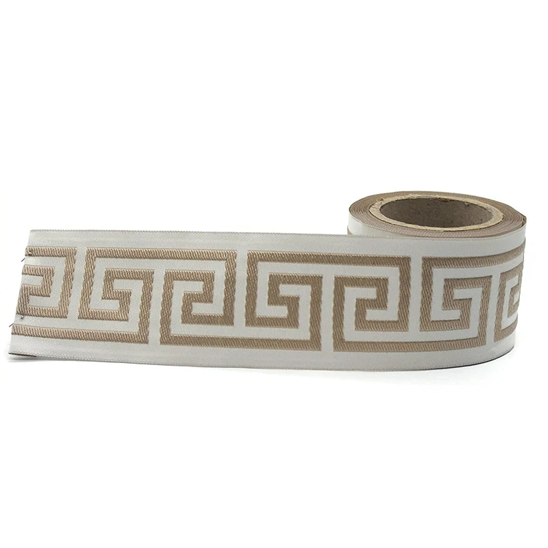 Wholesale Jacquard Ribbon Manufacturer Embroidered Greek Key Curtain Trim Tape Geometric Pattern Woven Fabric Ribbon for Decor