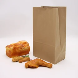 100% Compostable Recycled Durable Brown Kraft Paper Lunch Bags For Snack Takeaway Bread Packaging